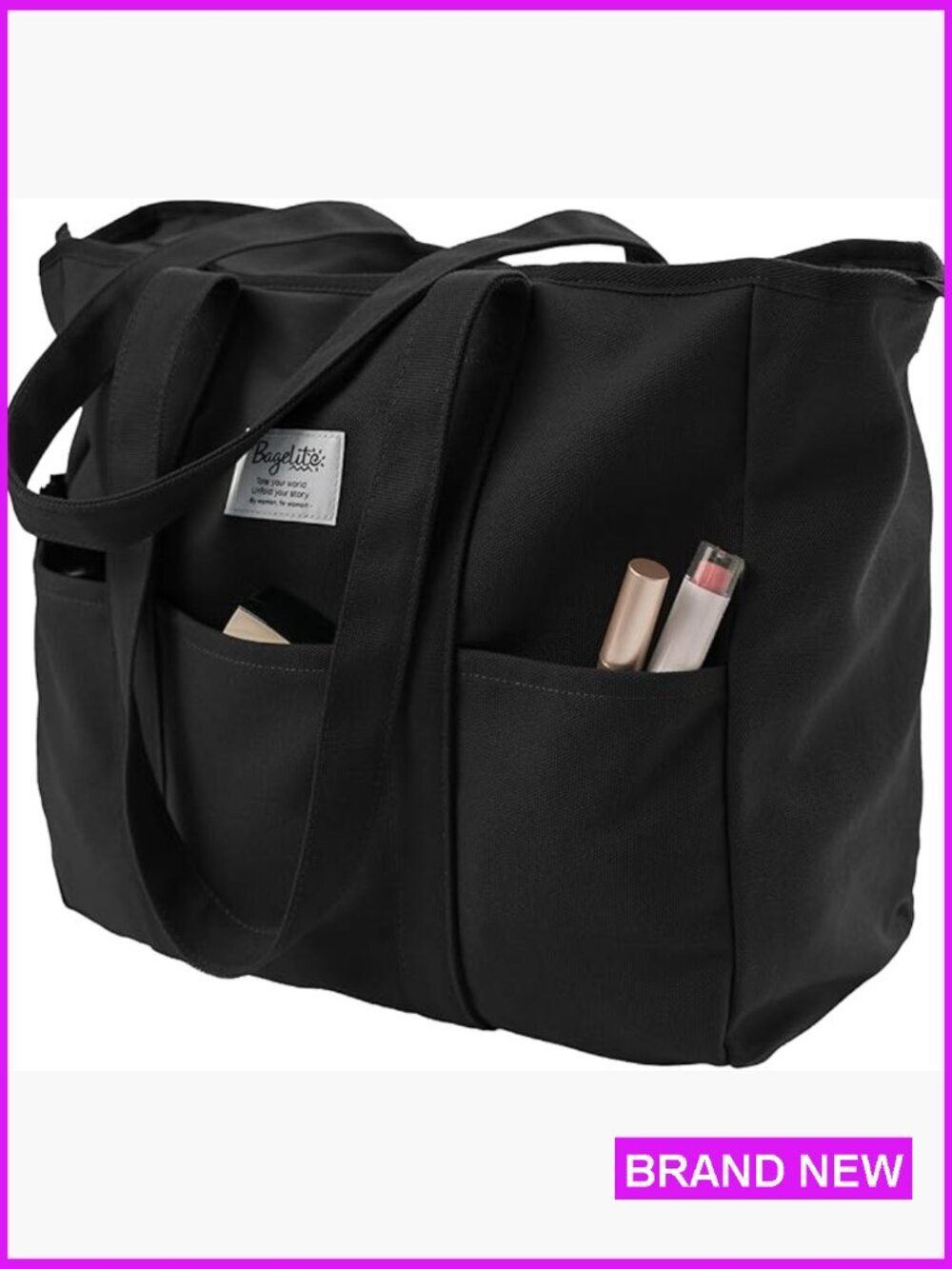 Extra Large Canvas Tote Utility Work Bag with Zipper Laptop Sleeve
